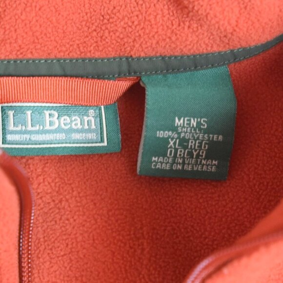 L.L.Bean Men's Full Zip Fleece Sweater Orange XL - Picture 5 of 5